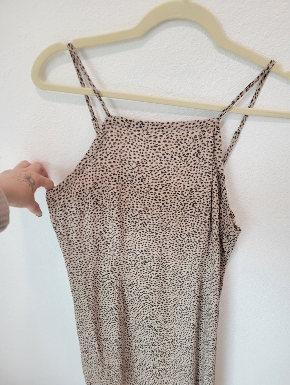 Abercrombie & Fitch Women L Animal Print Slip Dress Adjustable Straps Side Zip - Picture 2 of 8